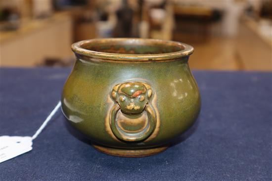 A Chinese teadust glazed censer, probably Republic period